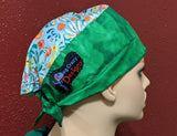 Scrub Cap With Button Option - Green Gardens