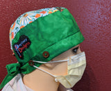 Scrub Cap With Button Option - Green Gardens